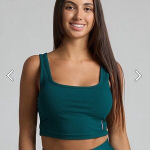 Stylish Teal Ribbed Crop Top